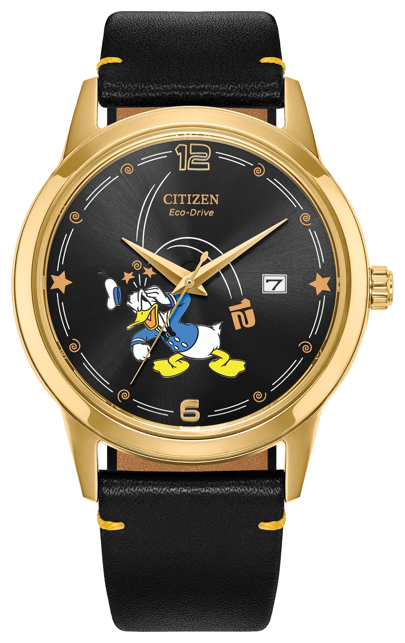 Donald Duck Seeing Stars Black Dial Leather Strap AW1789-04W | CITIZEN